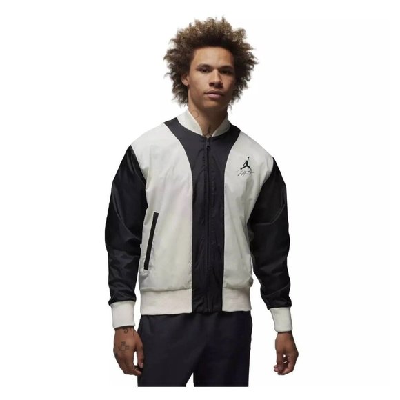 Jordan Flight Jacket Mens Large MVP FB7032-133 Black Off White New Back Spellout - Picture 7 of 13